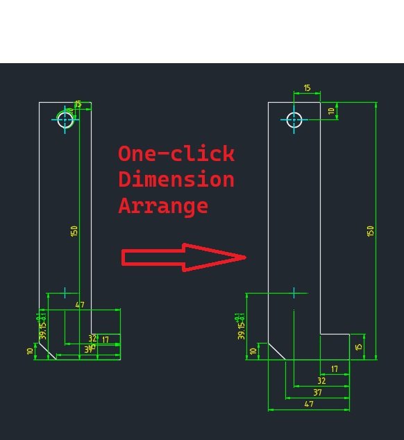 DIMTool arranging AutoCAD dimensions around selected part geometry