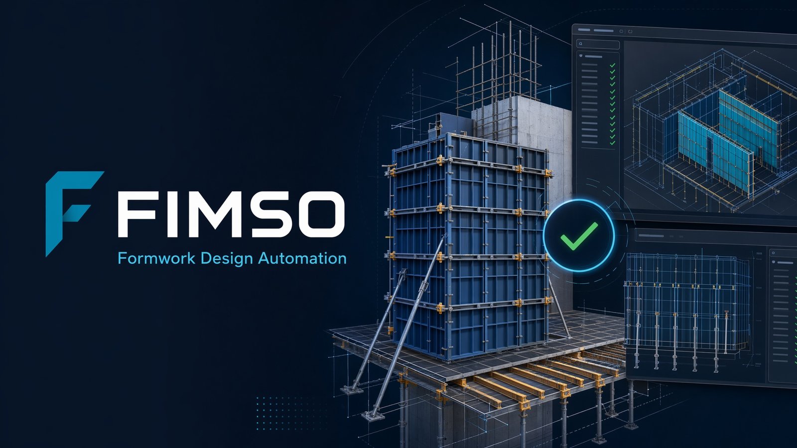 FWCAD automation workspace with formwork layout, CAD checks, and construction engineering software